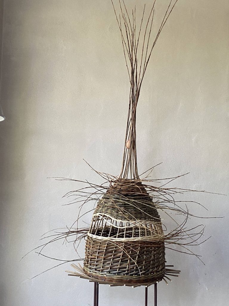 willow, double french rand, head piece, mask, folk art